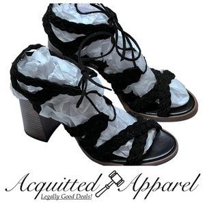 Marabelle Block High Heel Braided Tie Sandal